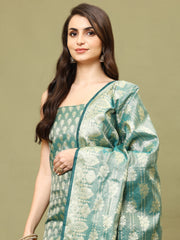 Woven Chanderi Unstitched Suit With Dupatta