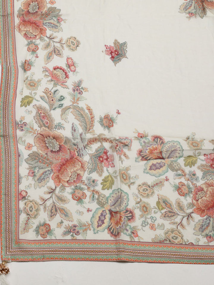 Embellished Muslin Unstitched Suit With Pant &amp; Dupatta