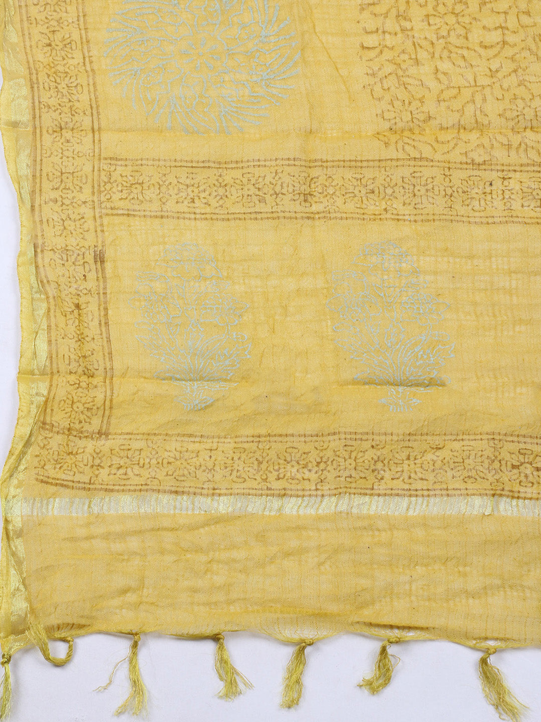 Printed Cotton Blend Unstitched Suit With Pant &amp; Dupatta