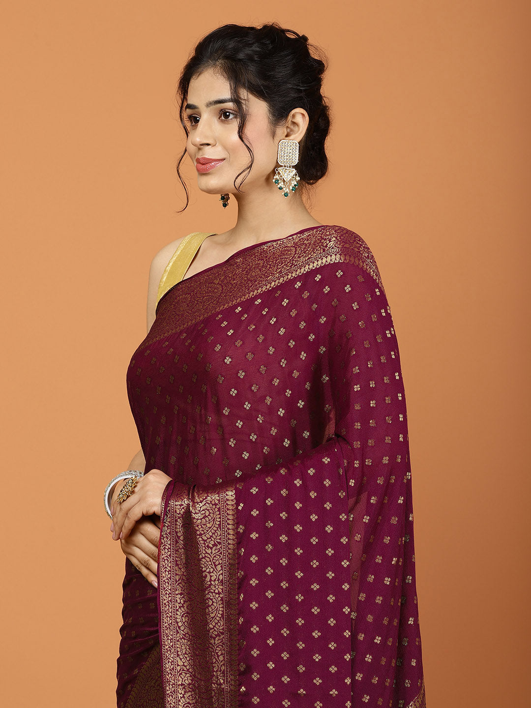 Zari Border Woven Chiffon Saree