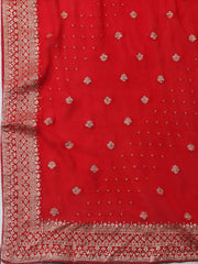 Embroidered Crepe Unstitched Suit With Dupatta