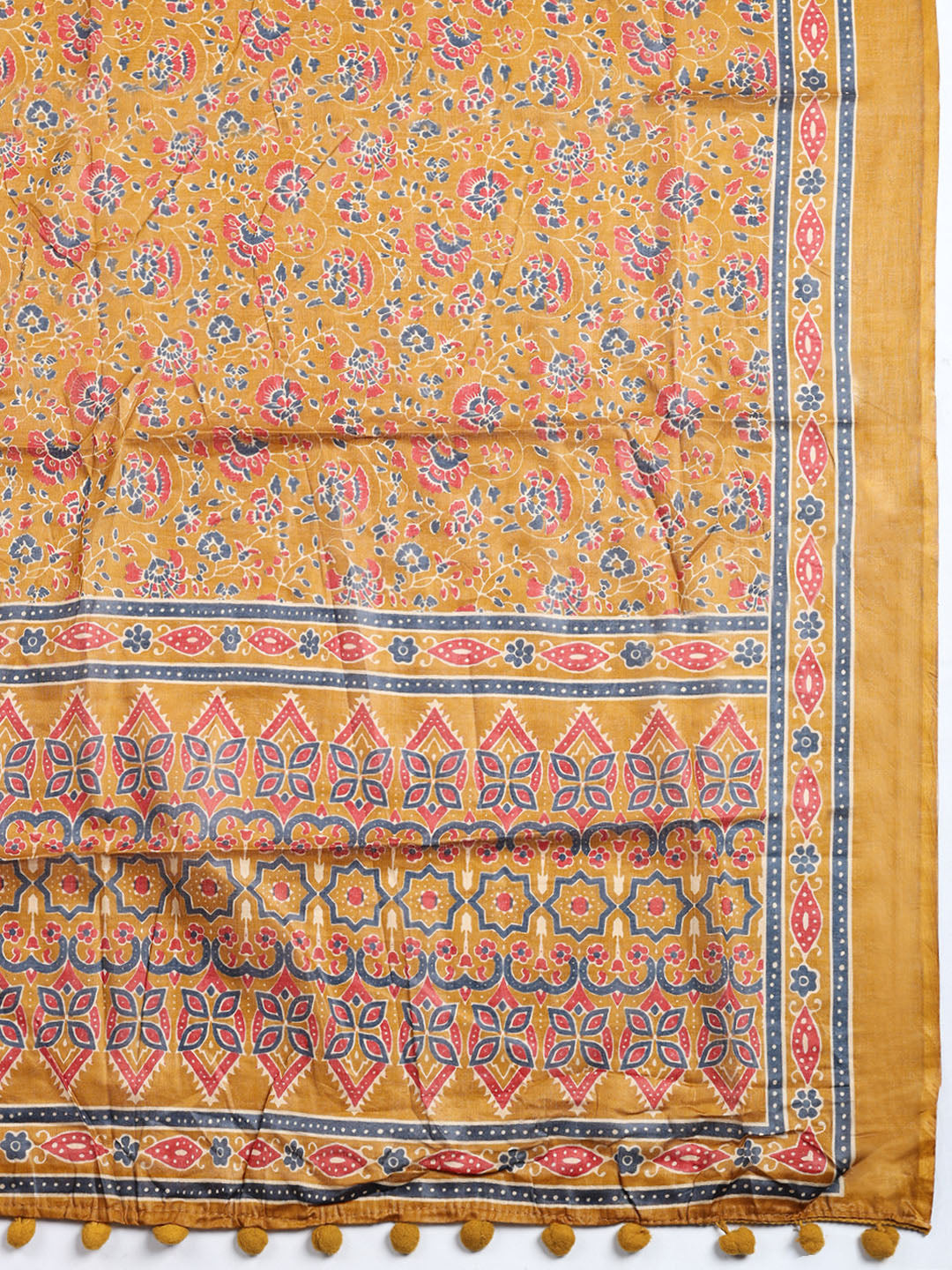 Printed Cotton Blend Unstitched Suit With Pant &amp; Dupatta