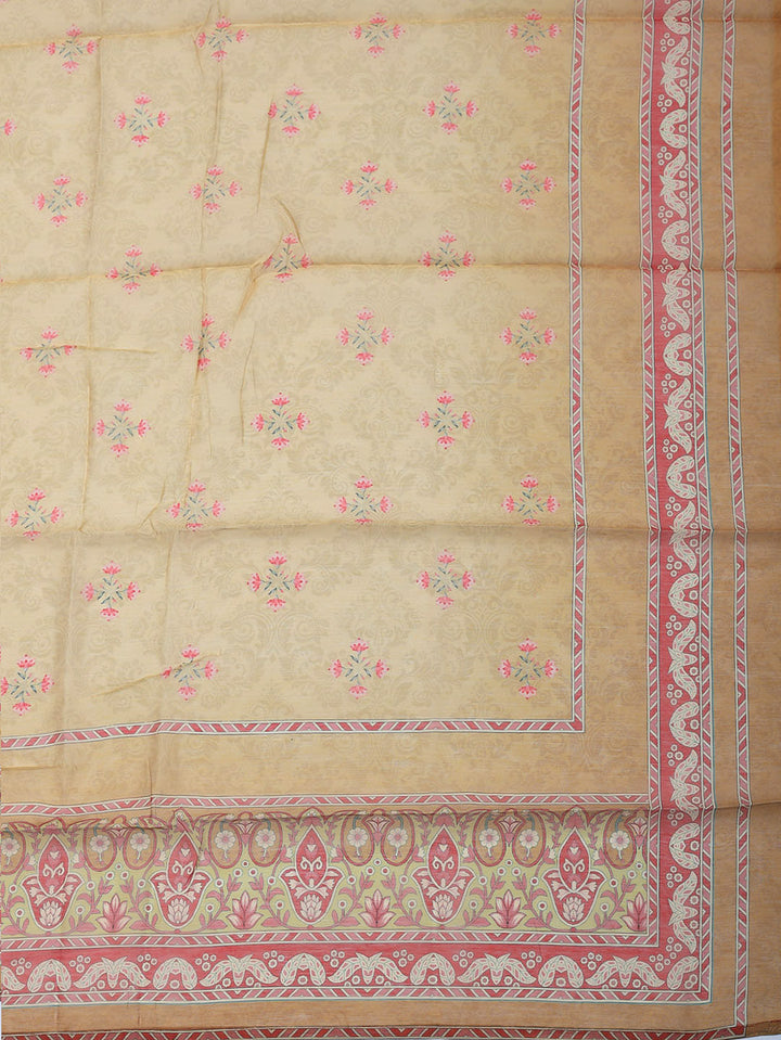 Embellished Chanderi Unstitched Suit With Pant &amp; Dupatta