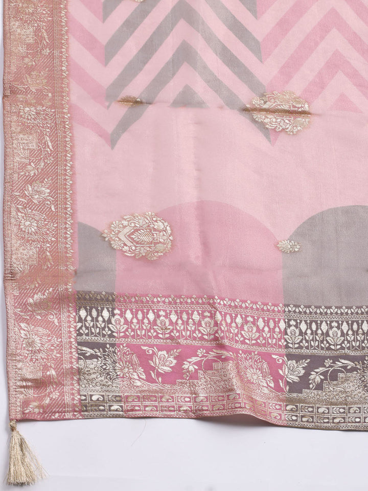 Embroidered Tissue Unstitched Suit With Dupatta
