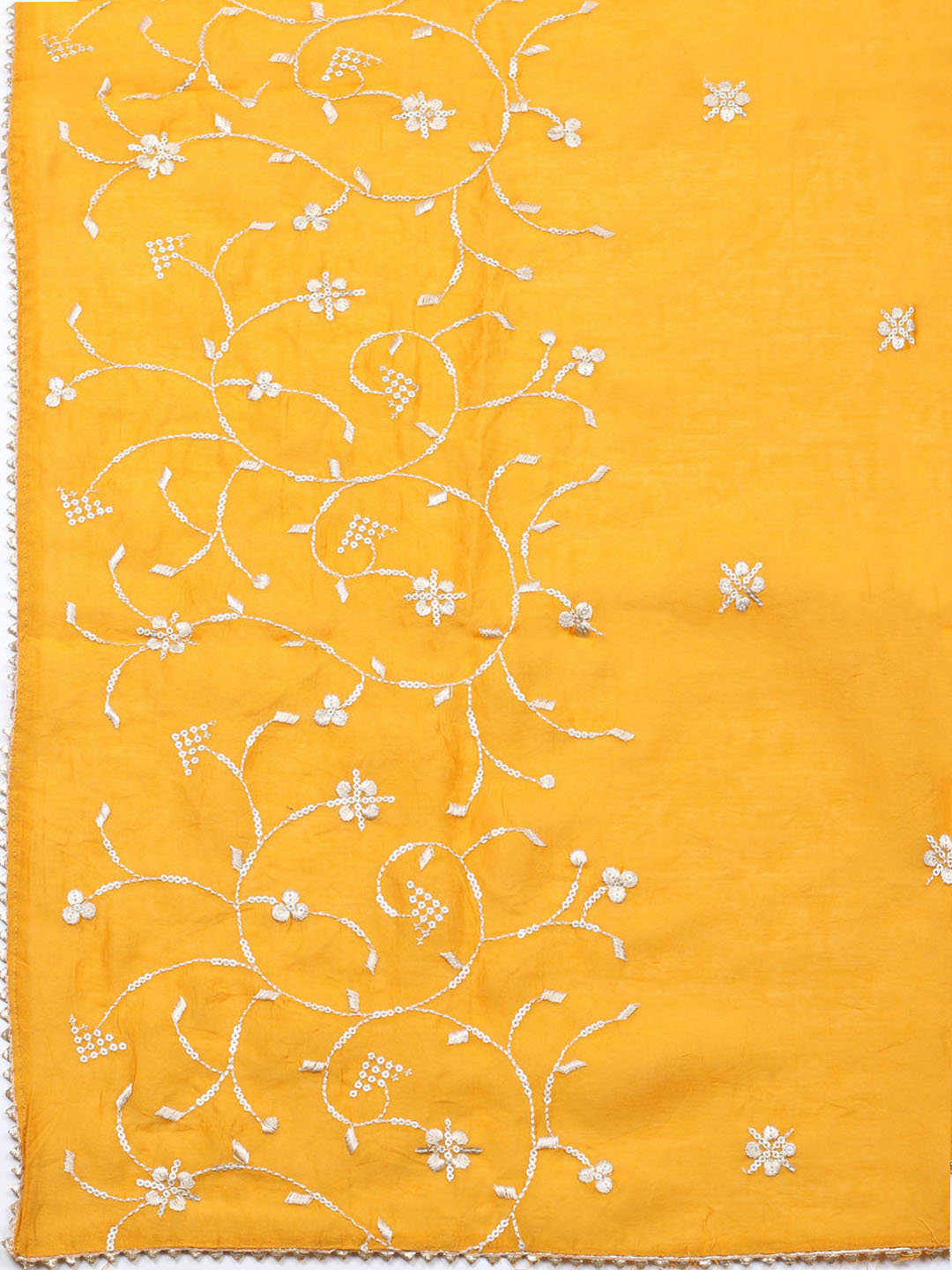 Embroidered Cotton Unstitched Suit With Pant &amp; Dupatta