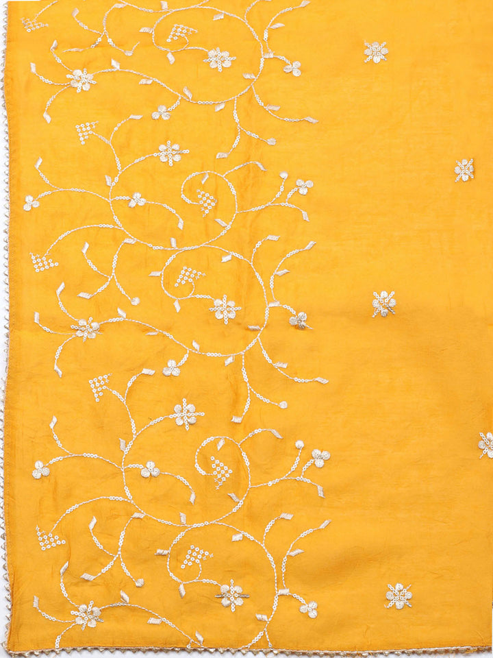 Embroidered Cotton Unstitched Suit With Pant &amp; Dupatta