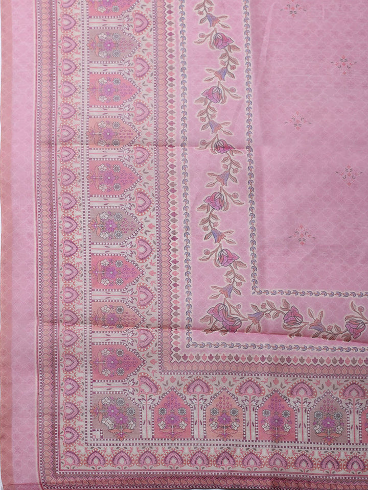 Embellished Chanderi Unstitched Suit With Pant &amp; Dupatta