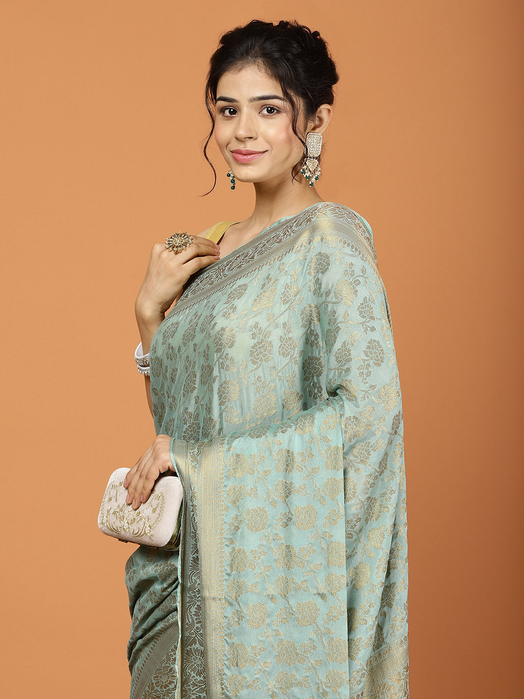 Zari Border Woven Chiffon Saree
