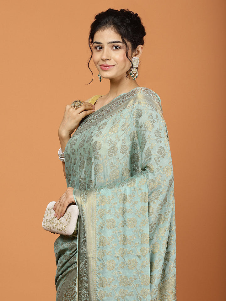 Zari Border Woven Chiffon Saree