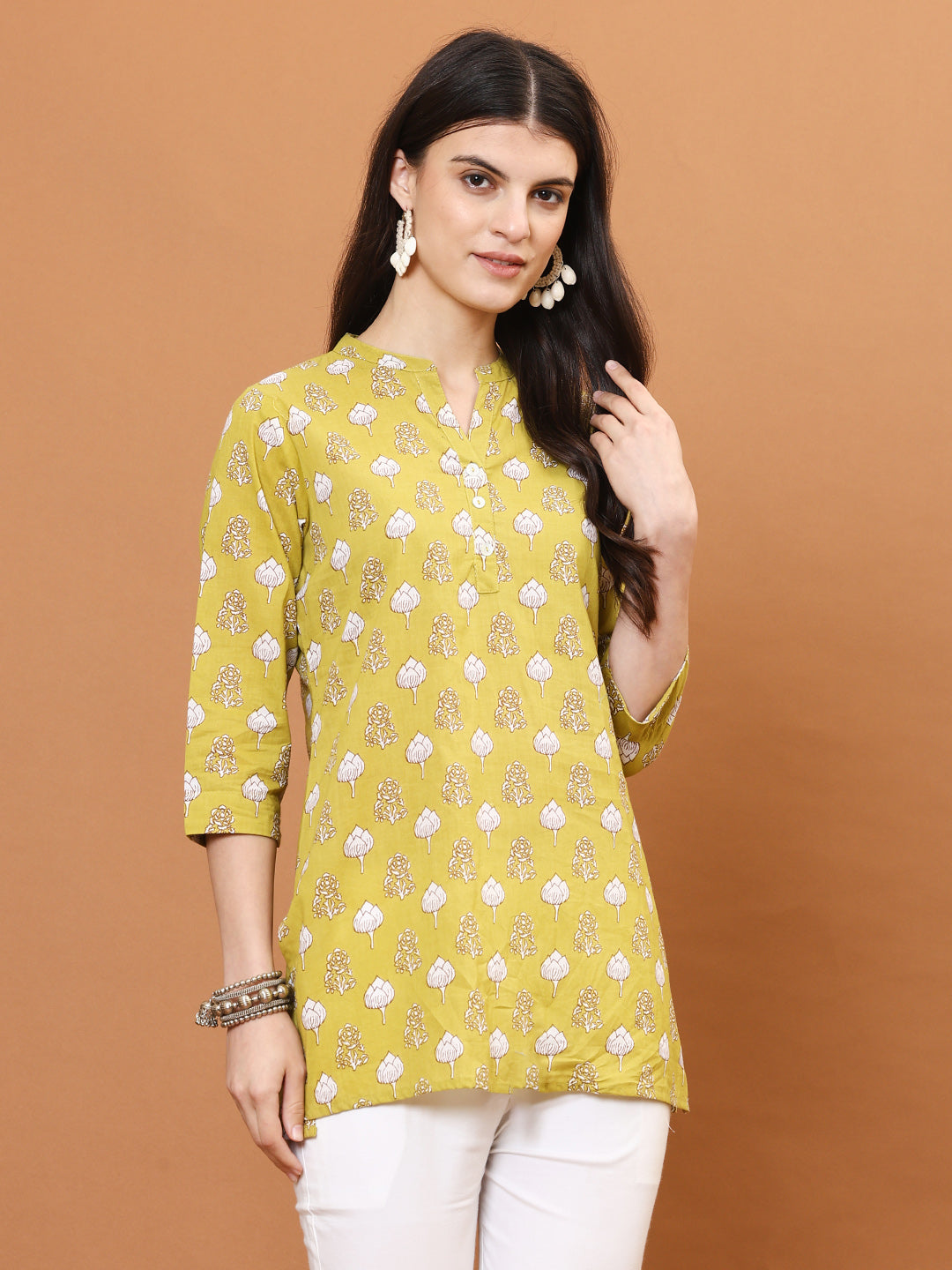 Printed Cotton Blend Short Kurti