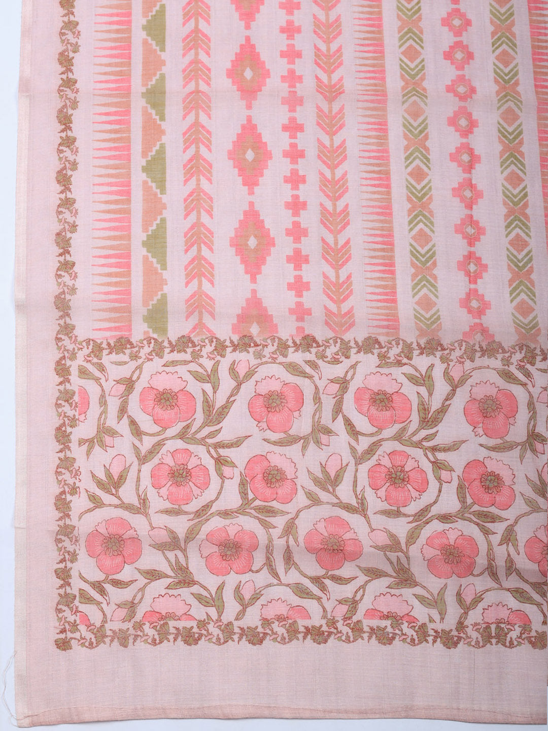 Embroidered Linen Blend Unstitched Suit With Pant &amp; Dupatta