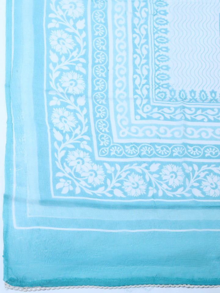 Embroidered Cotton Blend Unstitched Suit With Pant &amp; Dupatta
