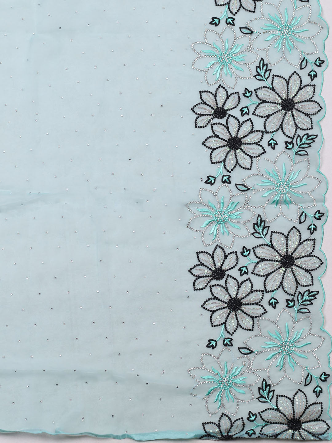 Embellished Organza Unstitched Suit With Pant &amp; Dupatta