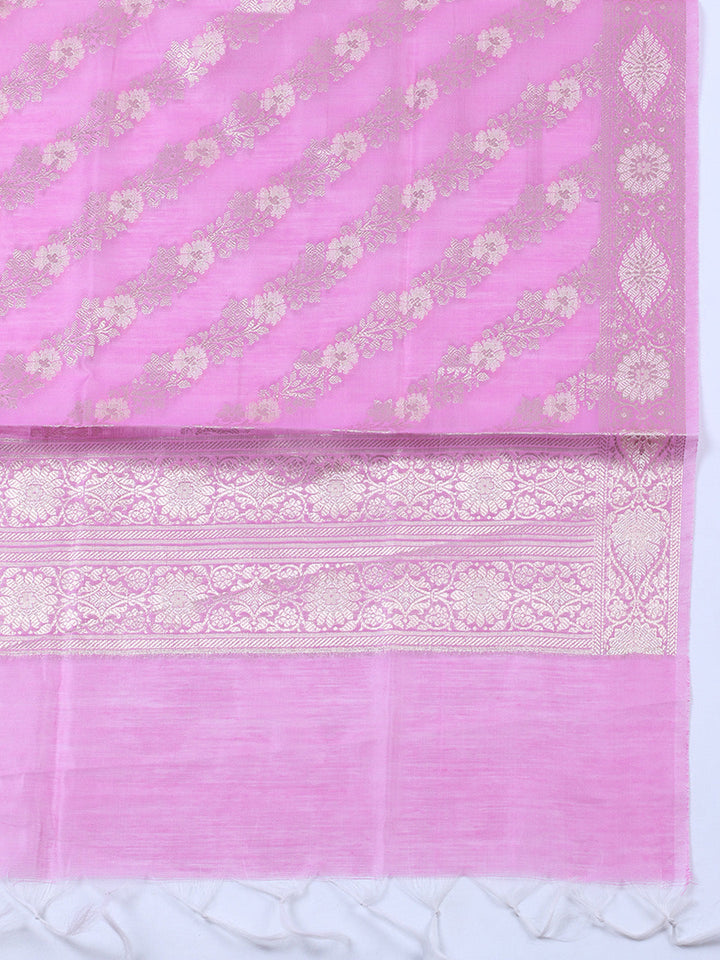 Woven Chanderi Unstitched Suit With Dupatta