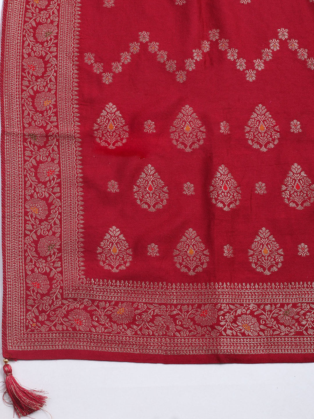 Pashmina Woven Design Unstitched Kurta With Pant &amp; Dupatta