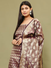 Woven Chanderi Unstitched Suit With Dupatta