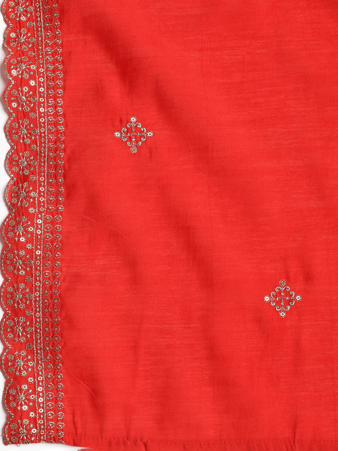 Neck Embroidered Chanderi Unstitched Suit With Dupatta
