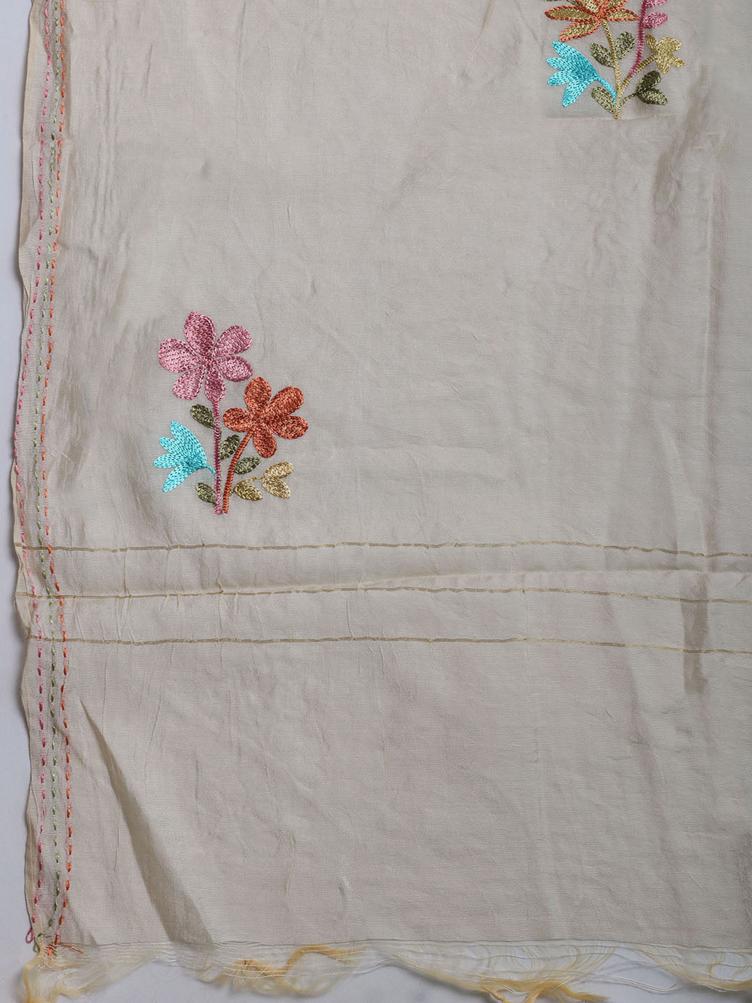 Neck Embroidered Cotton Blend Unstitched Suit With Dupatta