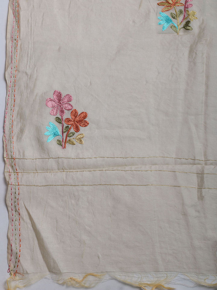 Neck Embroidered Cotton Blend Unstitched Suit With Dupatta