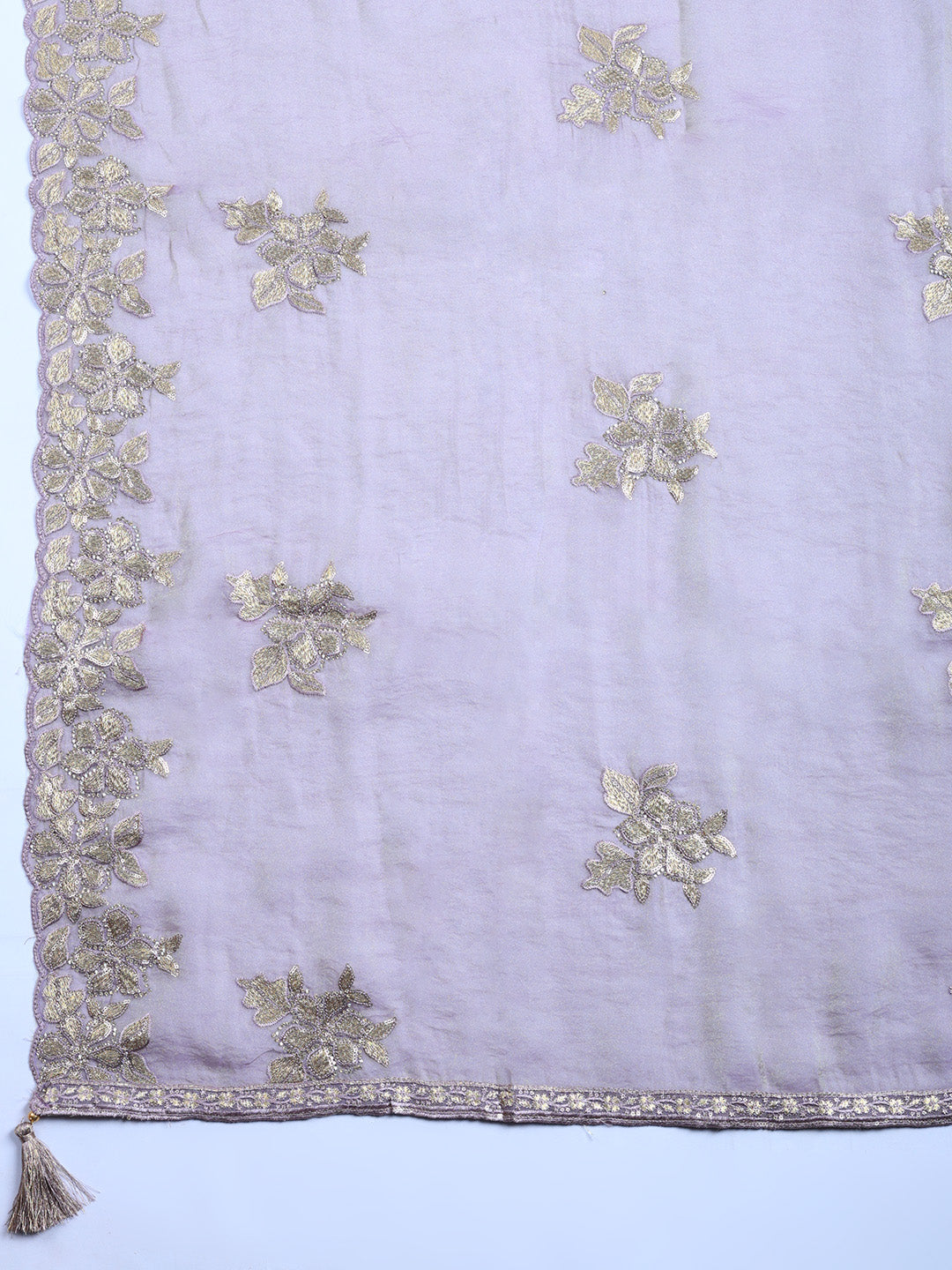 Embroidered Organza Unstitched Suit With Pant &amp; Dupatta