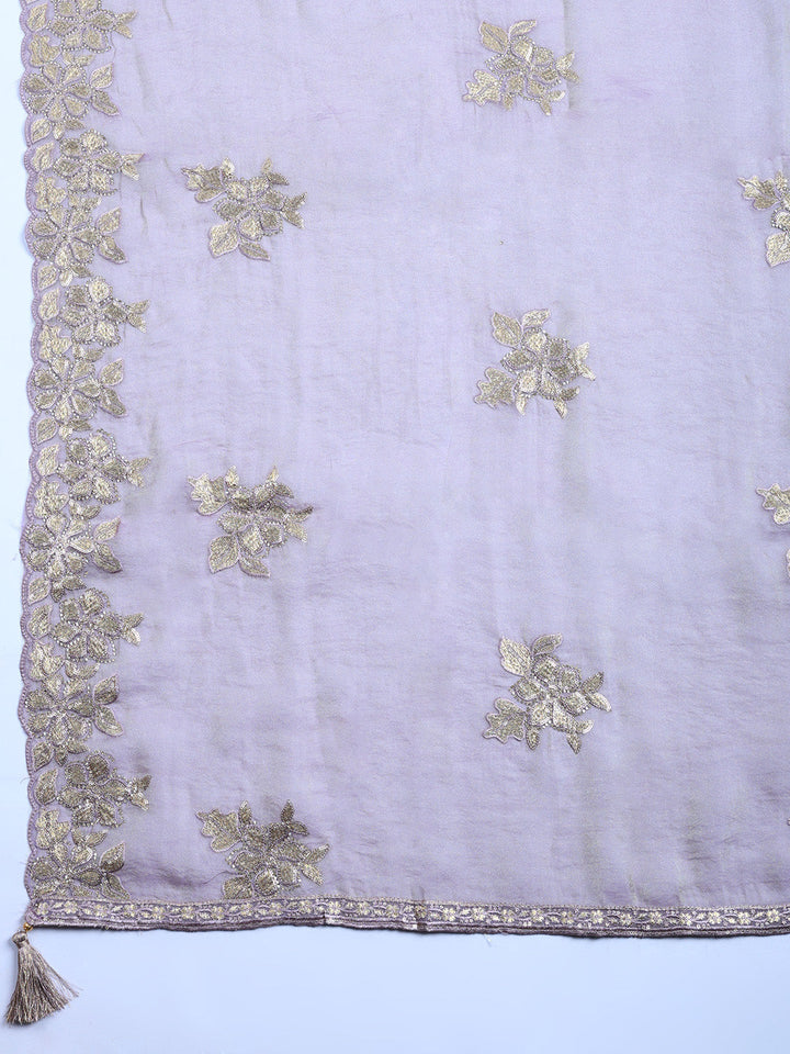 Embroidered Organza Unstitched Suit With Pant &amp; Dupatta