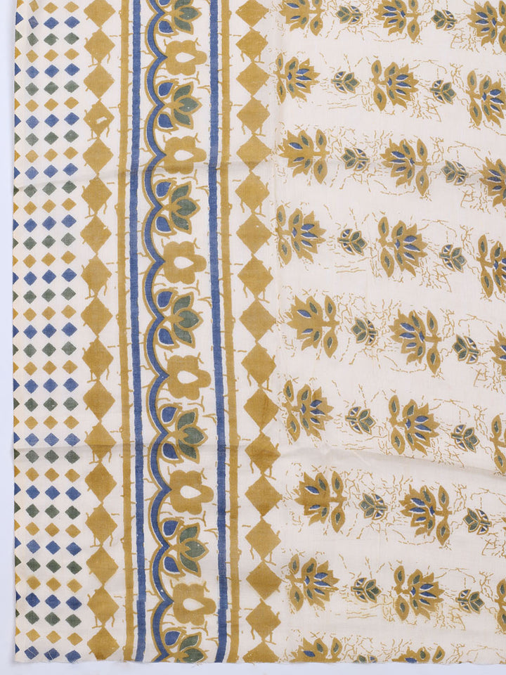 Printed Cotton Blend Unstitched Suit With Dupatta