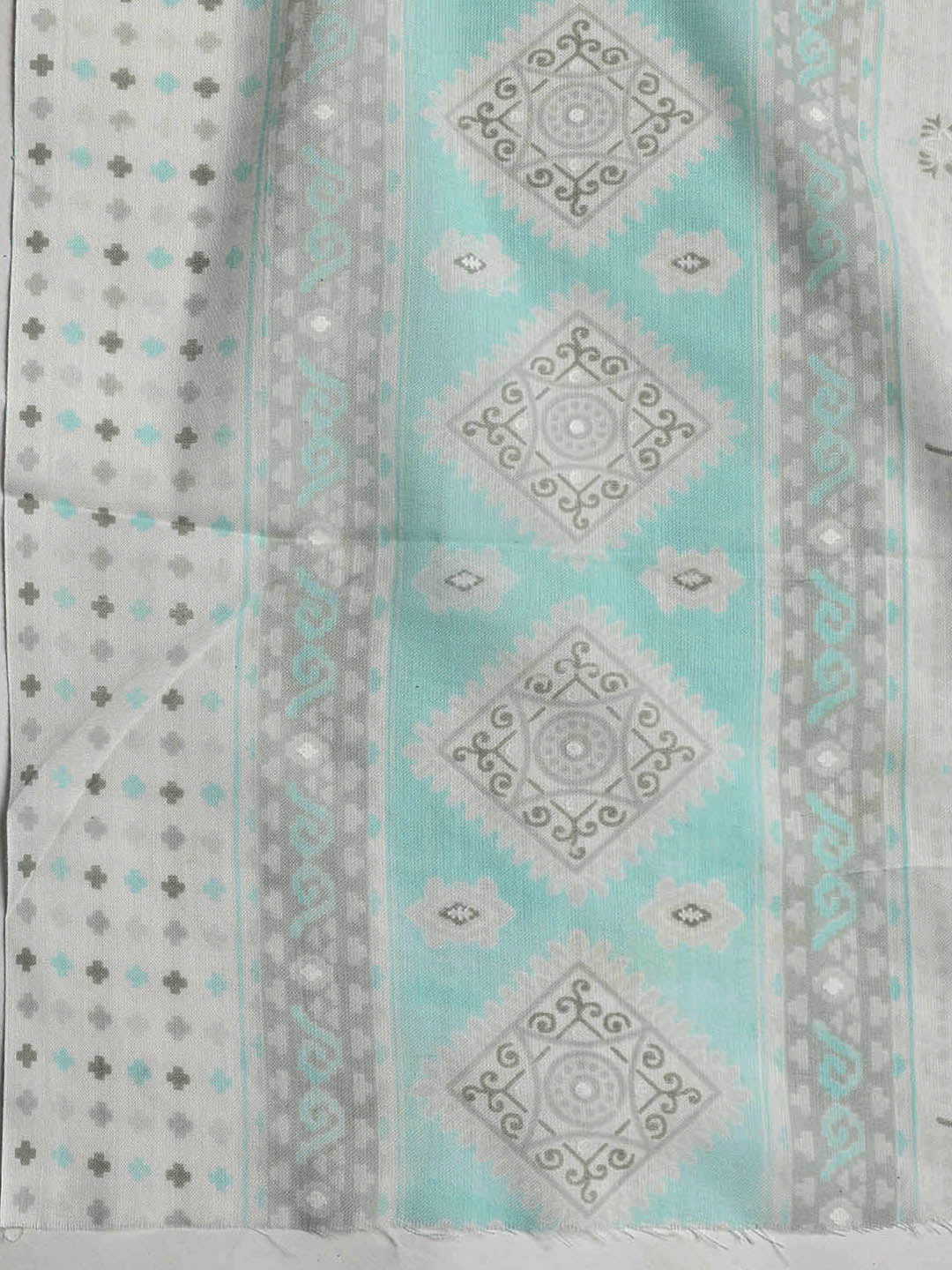 Printed Cotton Blend Unstitched Suit With Dupatta