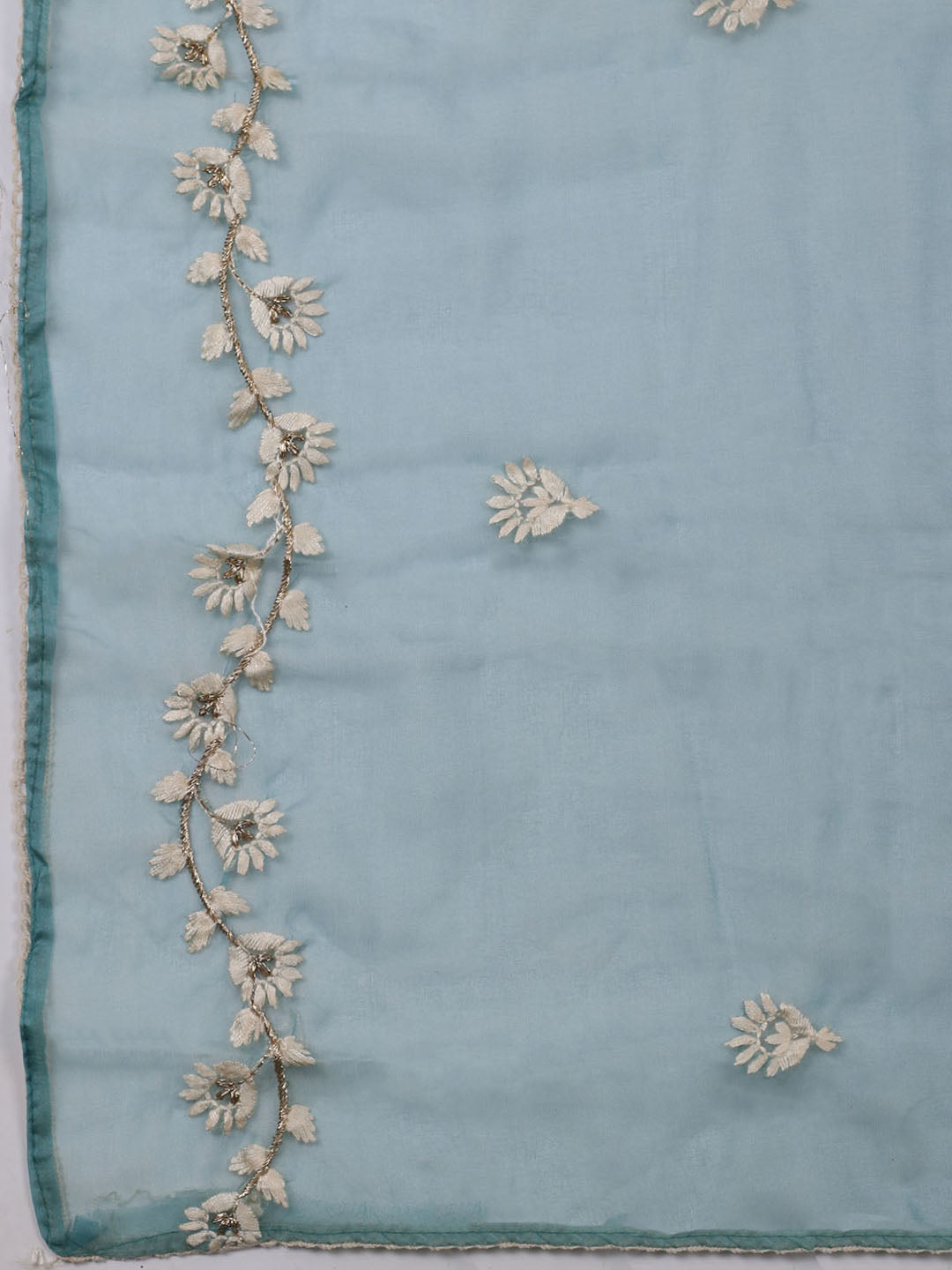Neck Embroidered Chanderi Unstitched Suit With Dupatta