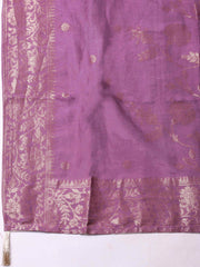 Embroidered Chanderi Lavender Unstitched Suit With Pant & Dupatta