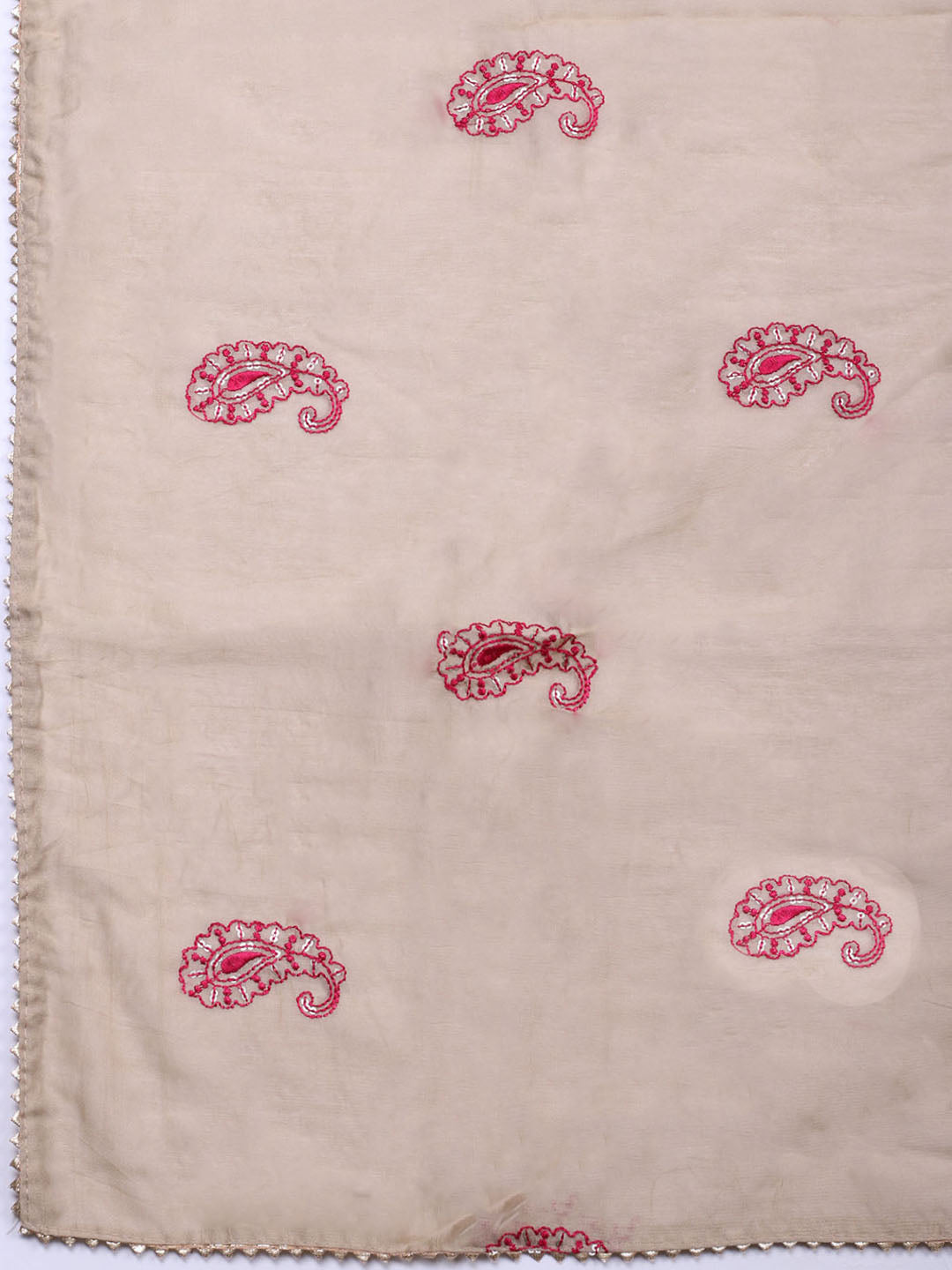 Embroidered Cotton Unstitched Suit With Pant &amp; Dupatta