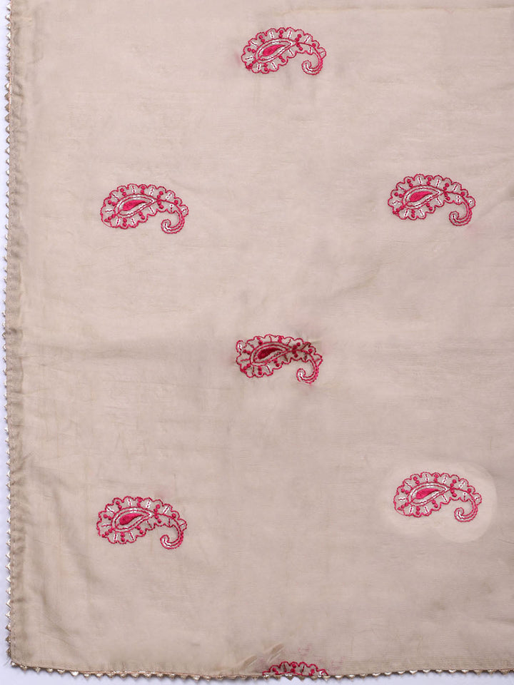 Embroidered Cotton Unstitched Suit With Pant &amp; Dupatta