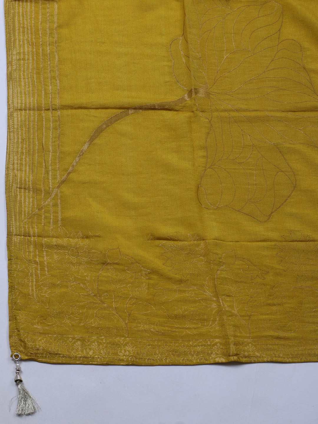 Neck Embroidered Chanderi Unstitched Suit With Dupatta