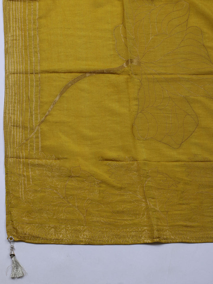 Neck Embroidered Chanderi Unstitched Suit With Dupatta
