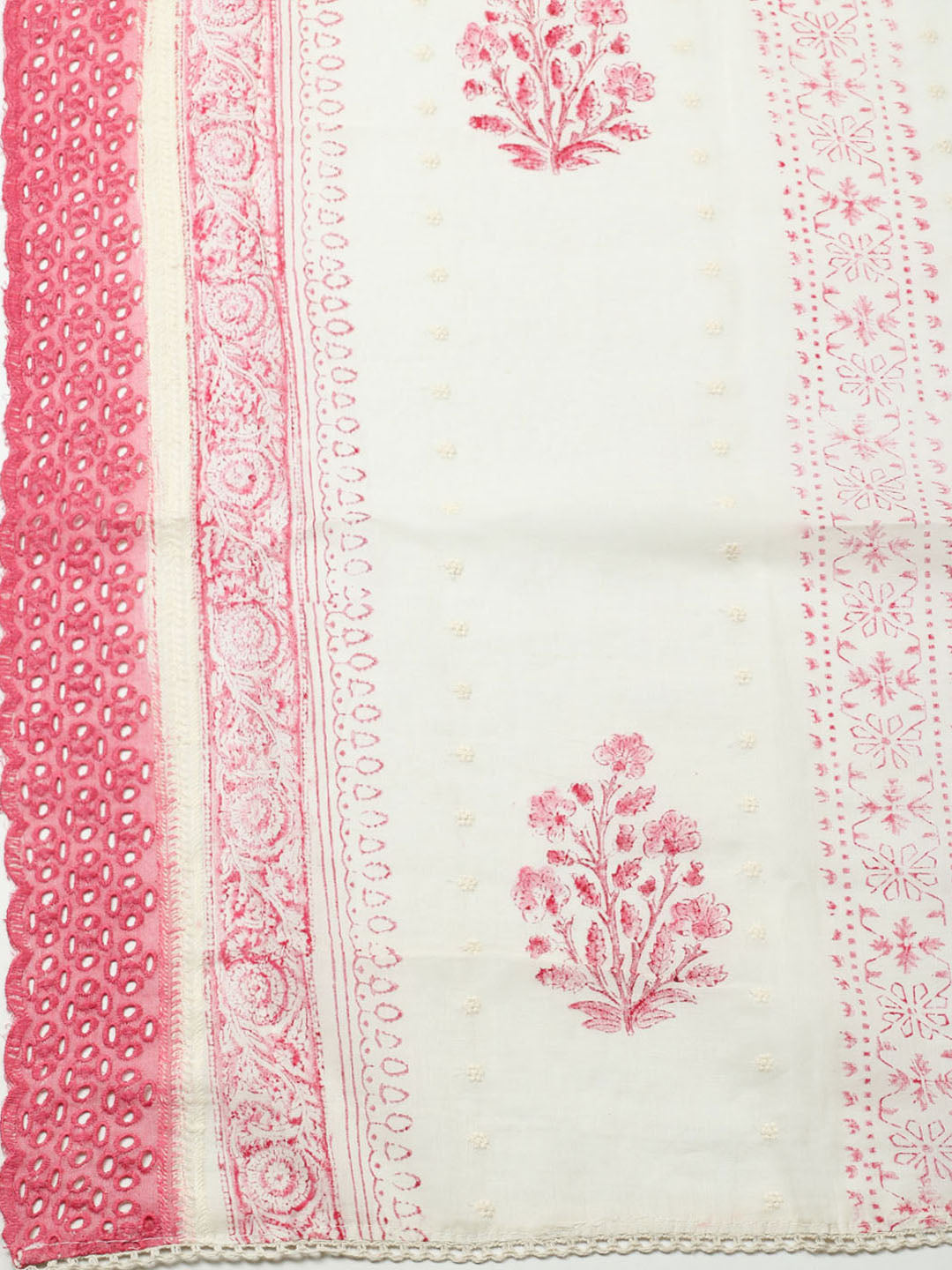 Printed Cotton Blend Unstitched Suit With Pant &amp; Dupatta