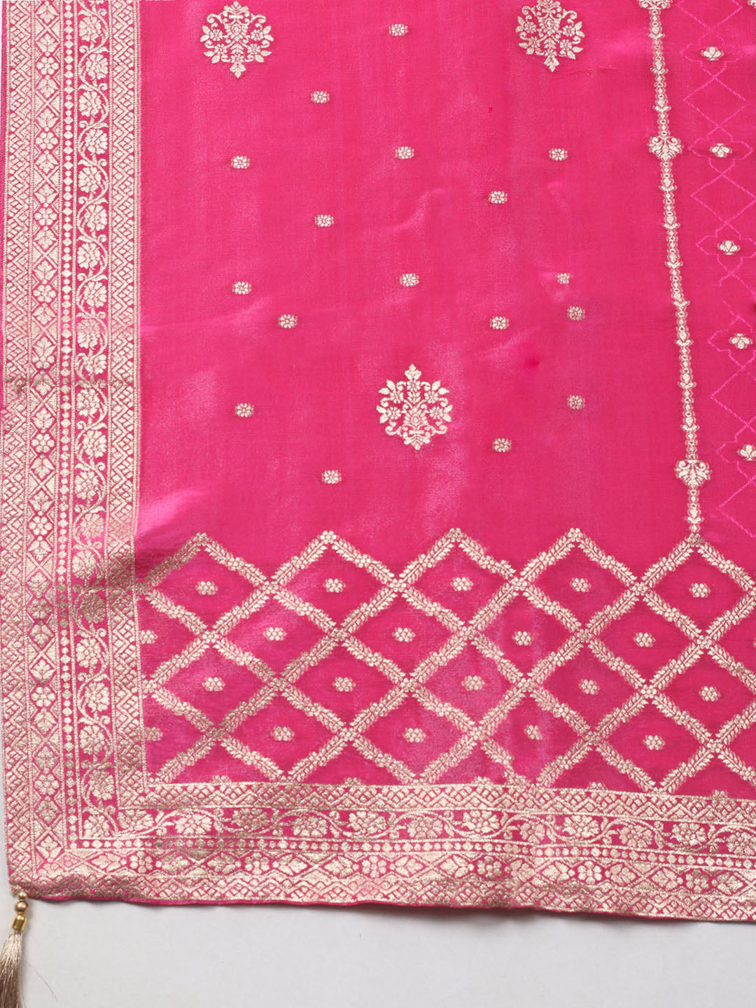 Woven Design Chanderi Unstitched Kurta With Pant &amp; Dupatta
