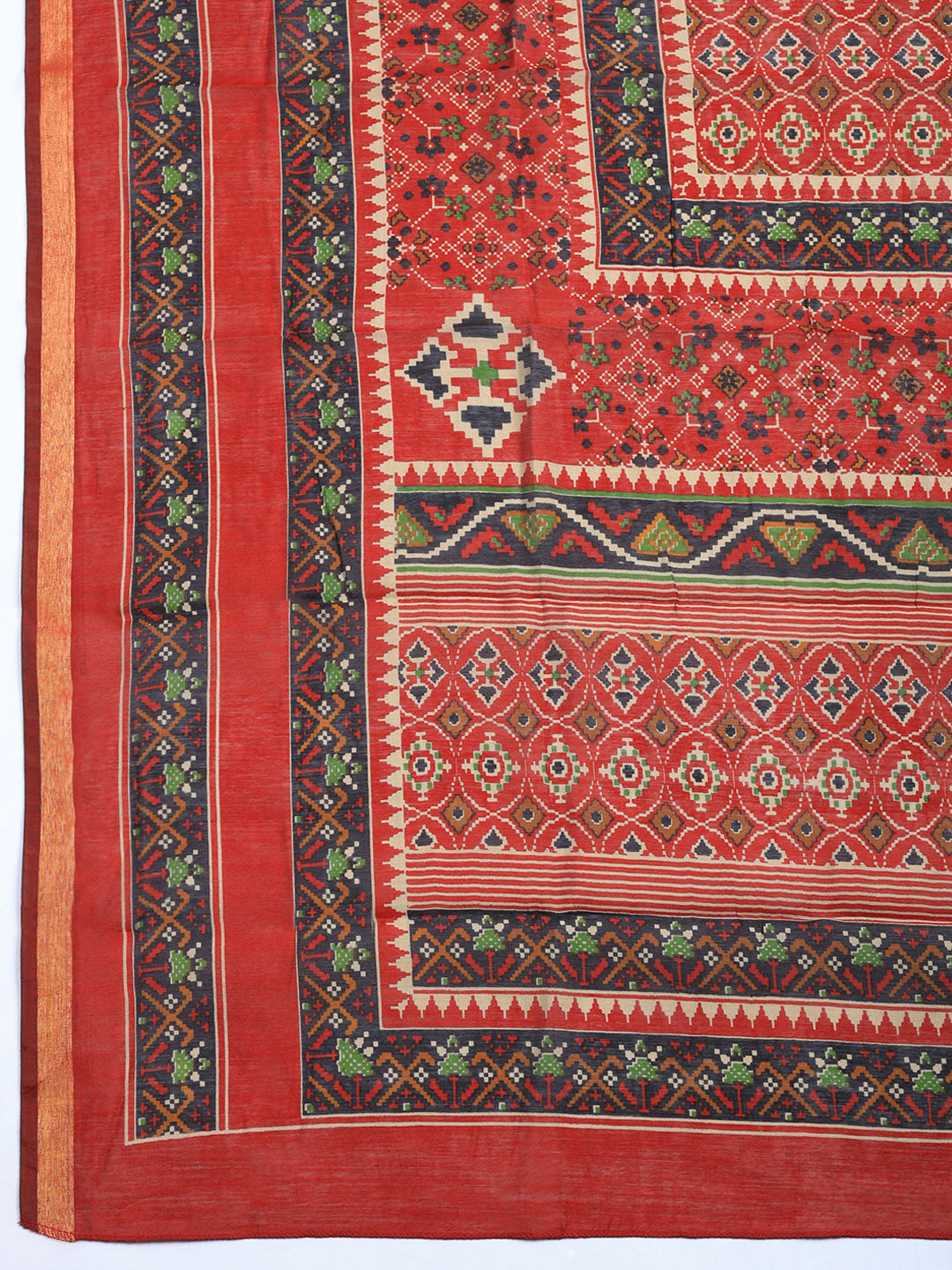 Printed Cotton Blend Unstitched Suit With Pant &amp; Dupatta