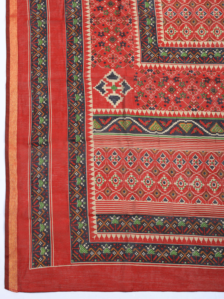 Printed Cotton Blend Unstitched Suit With Pant &amp; Dupatta