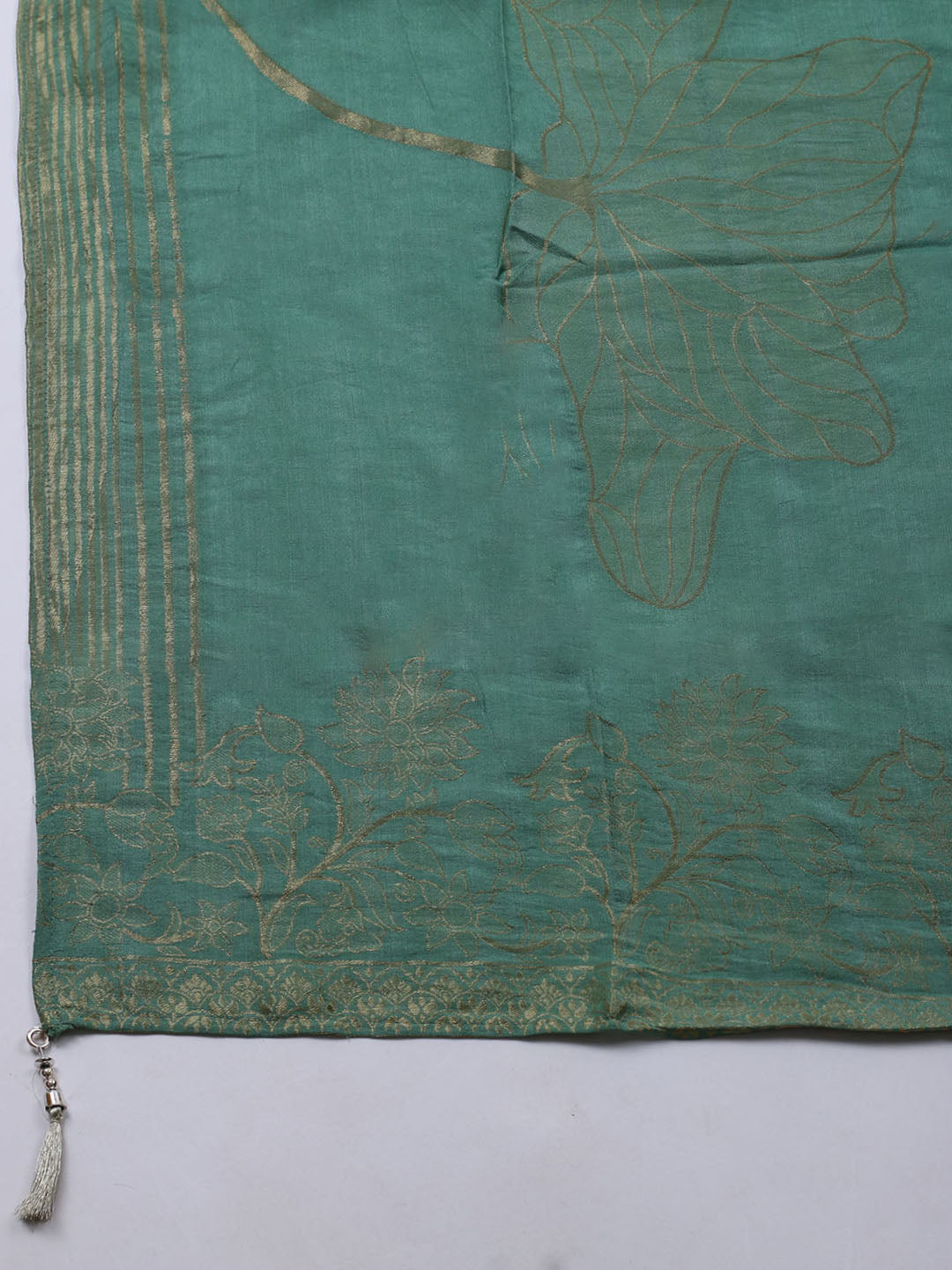 Neck Embroidered Chanderi Unstitched Suit With Dupatta