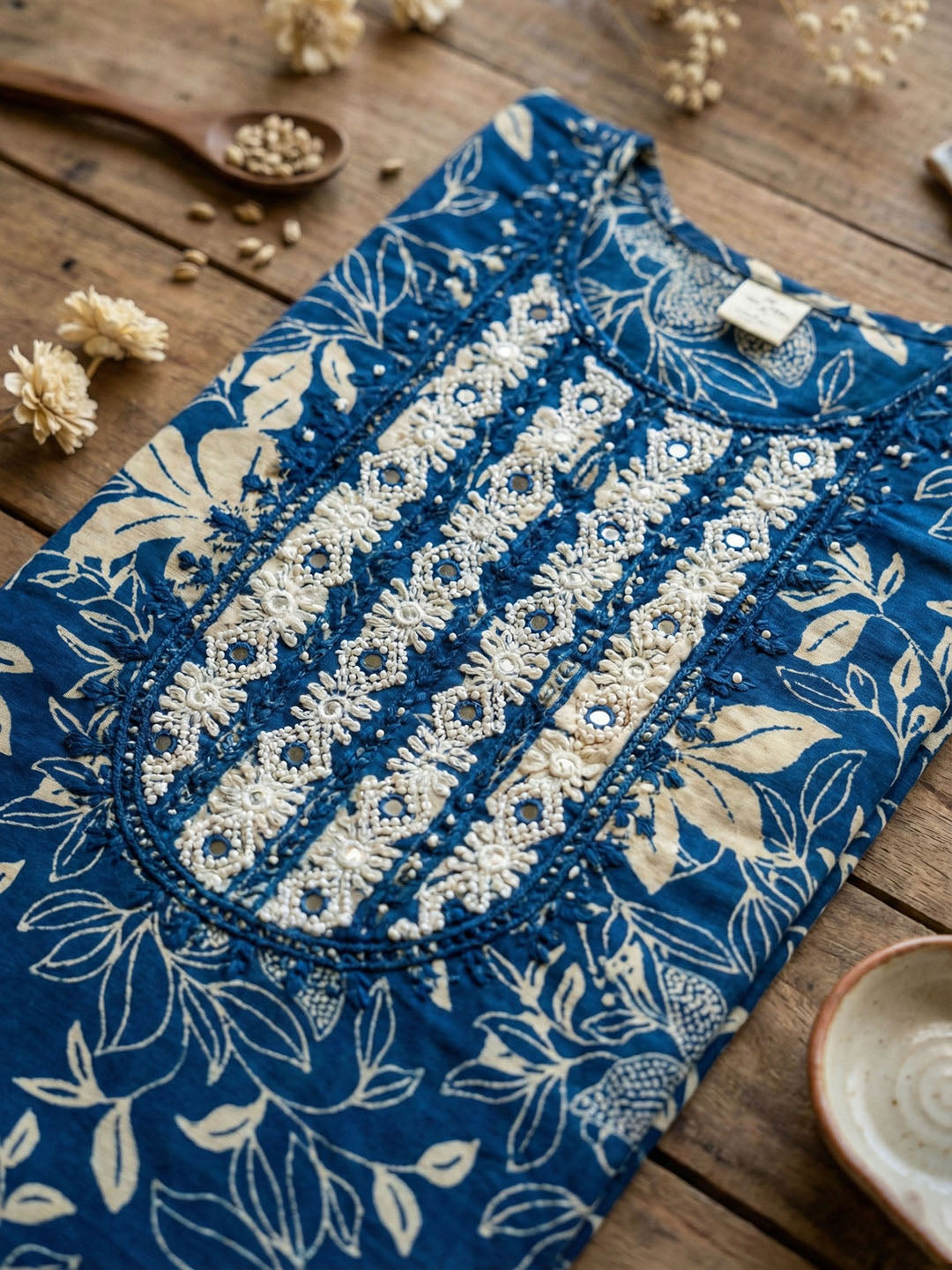 Embroidered Cotton Blend Unstitched Suit With Pant &amp; Dupatta