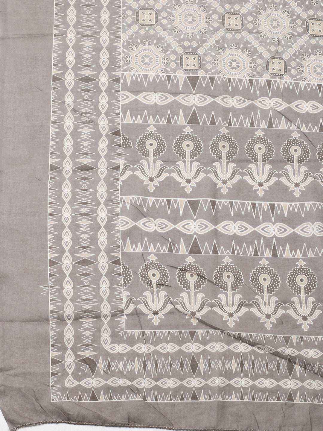 Printed Cotton Blend Unstitched Suit With Pant &amp; Dupatta