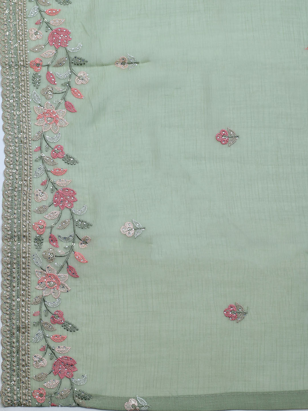 Embroidered Chiffon Unstitched Suit With Dupatta
