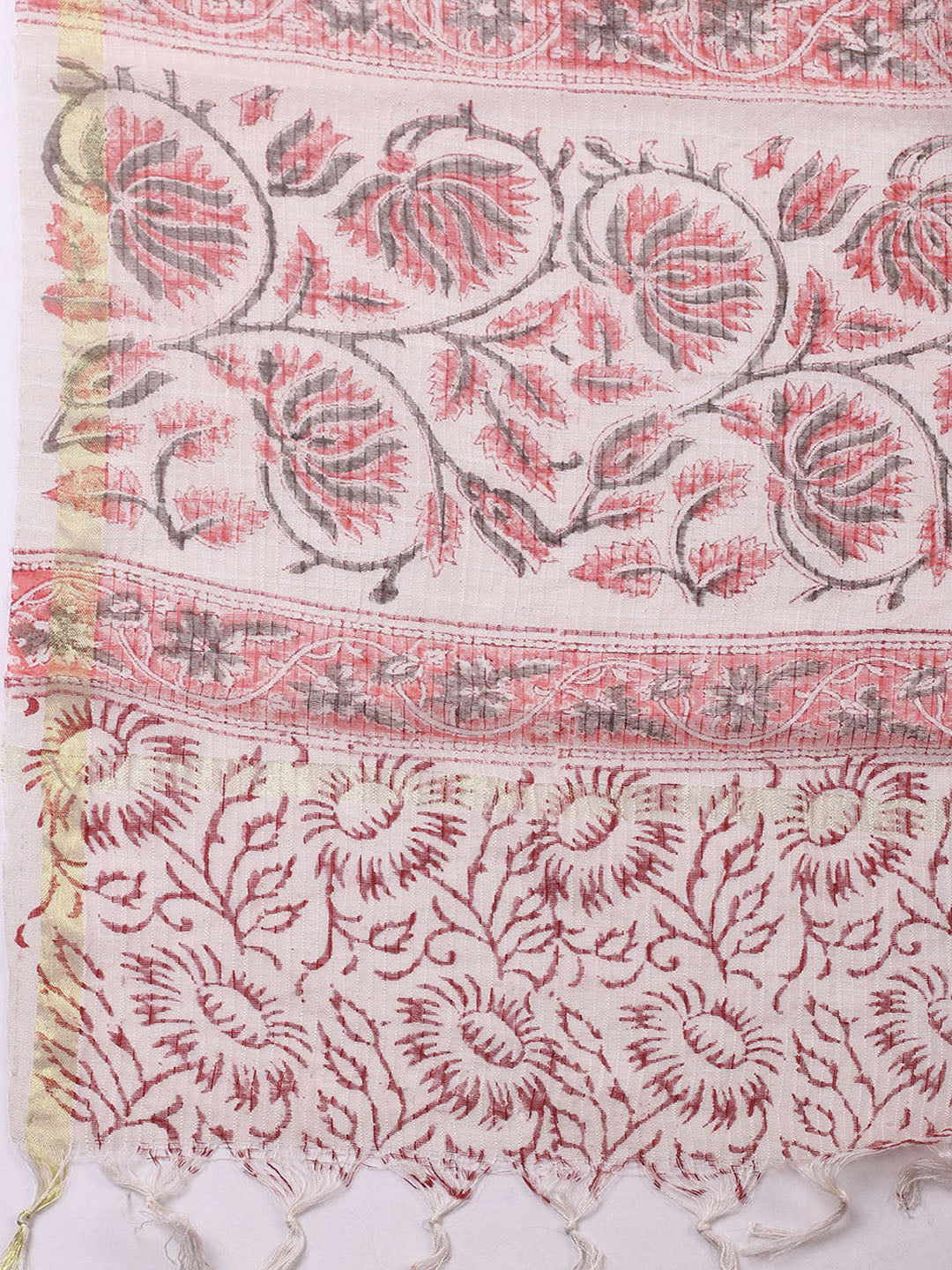Printed Cotton Blend Unstitched Suit With Pant &amp; Dupatta