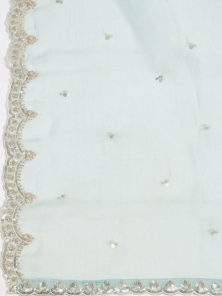 Embelished Organza Unstitched Suit With Dupatta