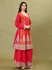 Gota Embroidered Crepe Kurta With Palazzo And Dupatta