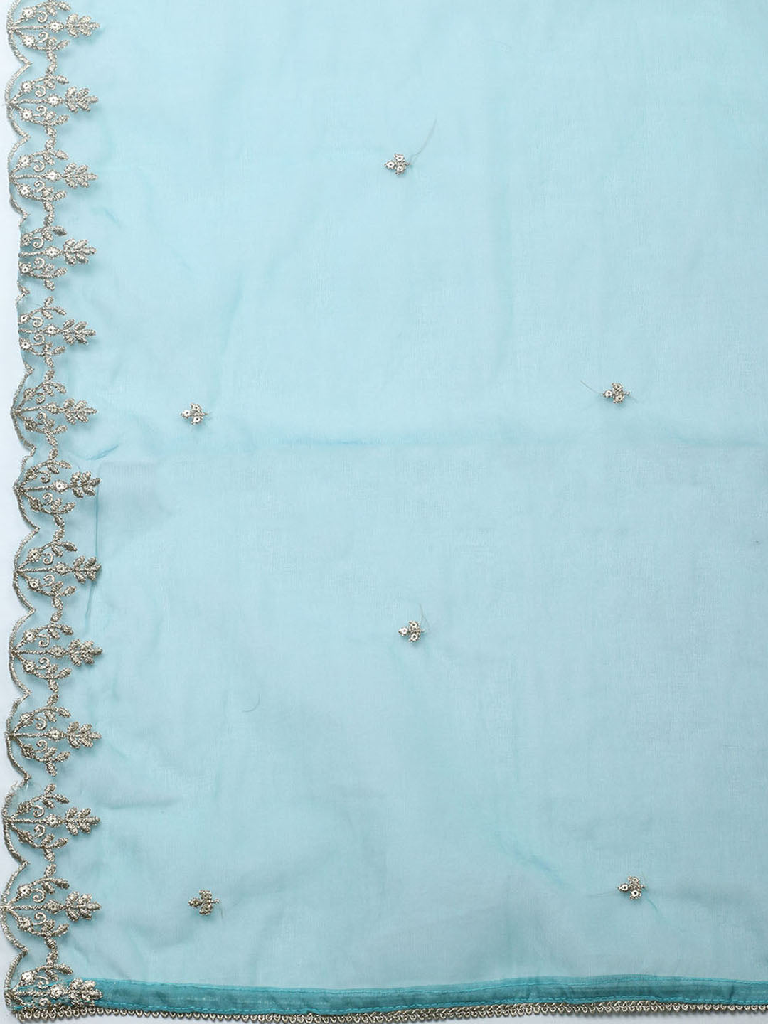 Embroidered Chanderi Unstitched Suit With Pant &amp; Dupatta