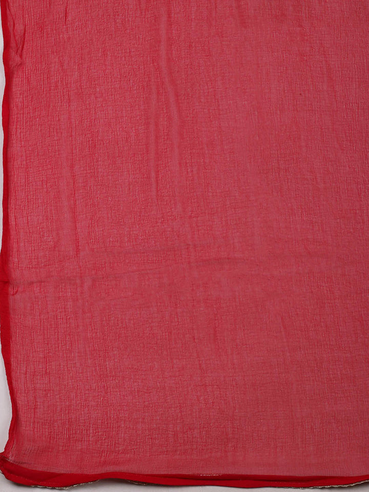 Embroidered Chanderi Unstitched Suit With Pant &amp; Dupatta