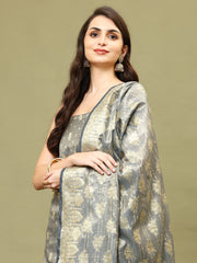 Woven Chanderi Unstitched Suit With Dupatta