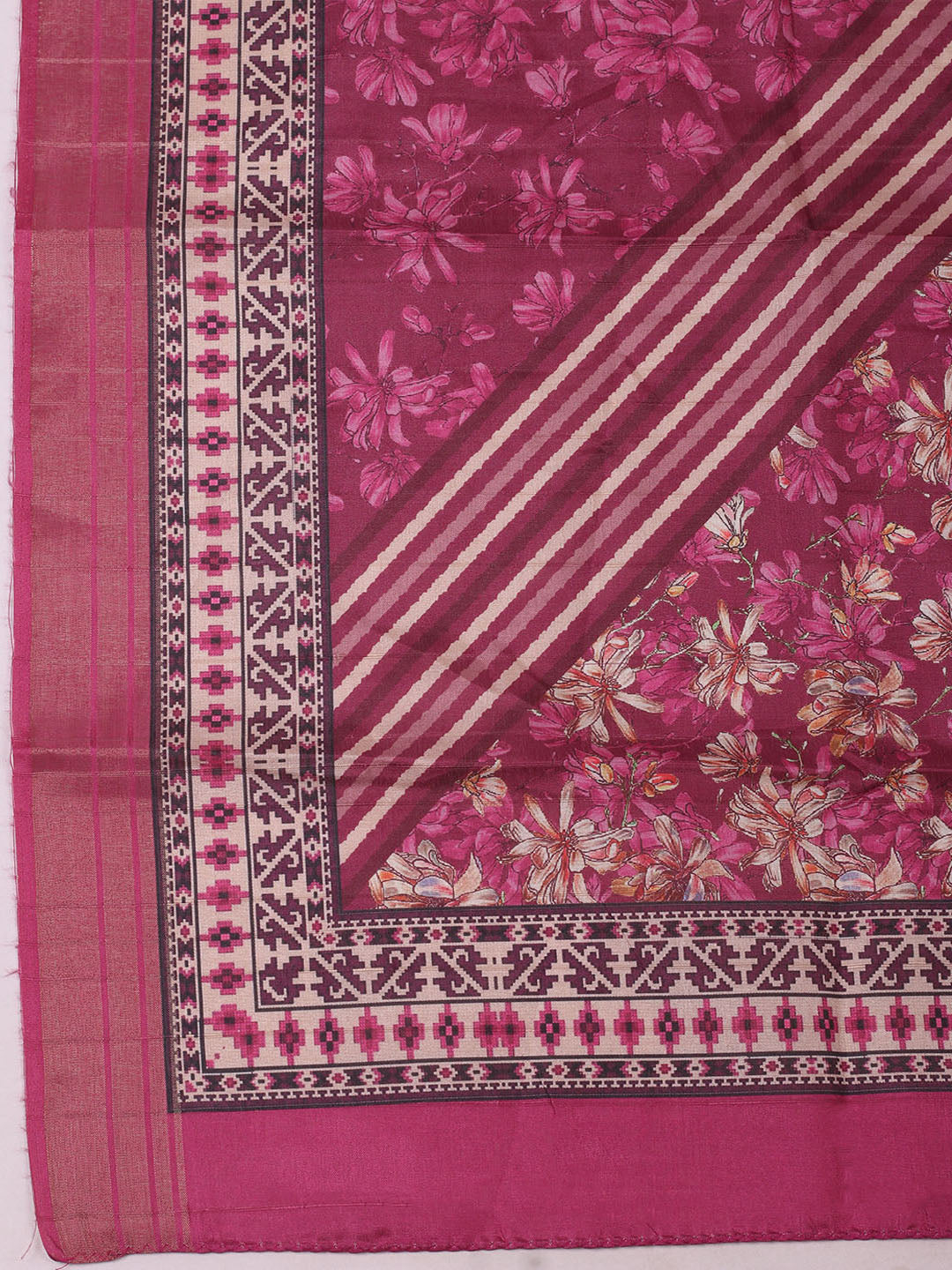 Embroidered Tussar Unstitched Suit With Pant Dupatta