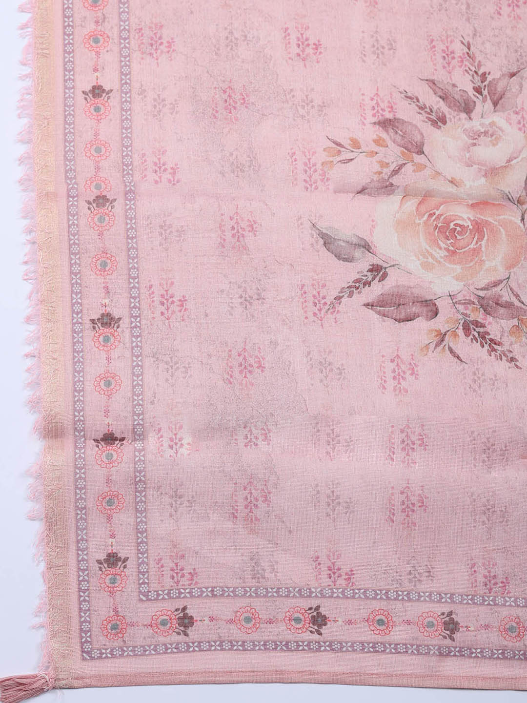 Embellished Tissue Unstitched Suit With Pant &amp; Dupatta