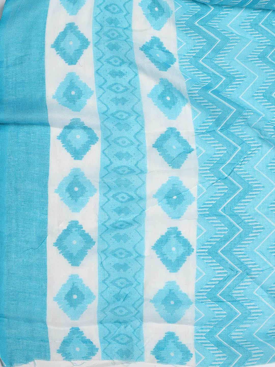 Printed Cotton Blend Unstitched Suit With Dupatta